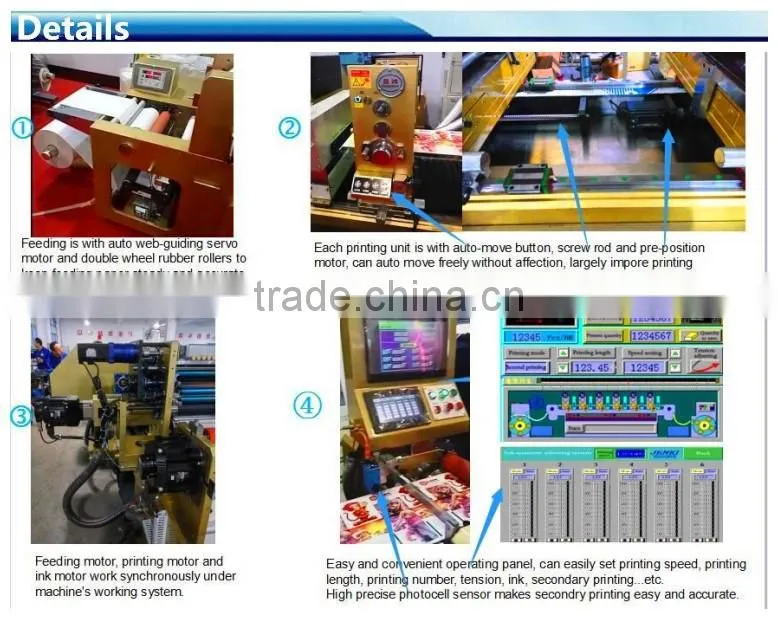 CH-300 China manufacture 4-8 colour waterproof scratch off label intermittent printing machine