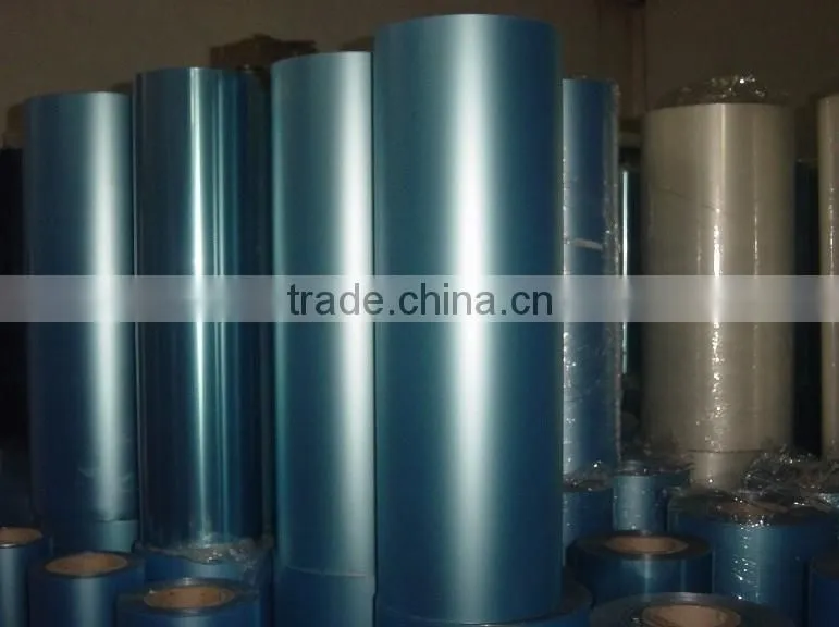 12 micron blue Pet Film for Laminated glass/ PET heat sealing film for packing/Transparent PET Self Adhesive FILM