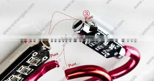 aluminum carabiner hook with rope&coded lock/ bicycle carabiner lock with cable/ bicycle combination lock set