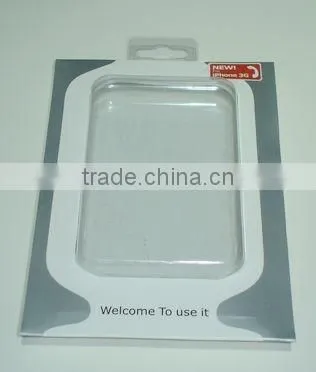 Customized paper box for cell phone case with plastic hang hole, cell phone box