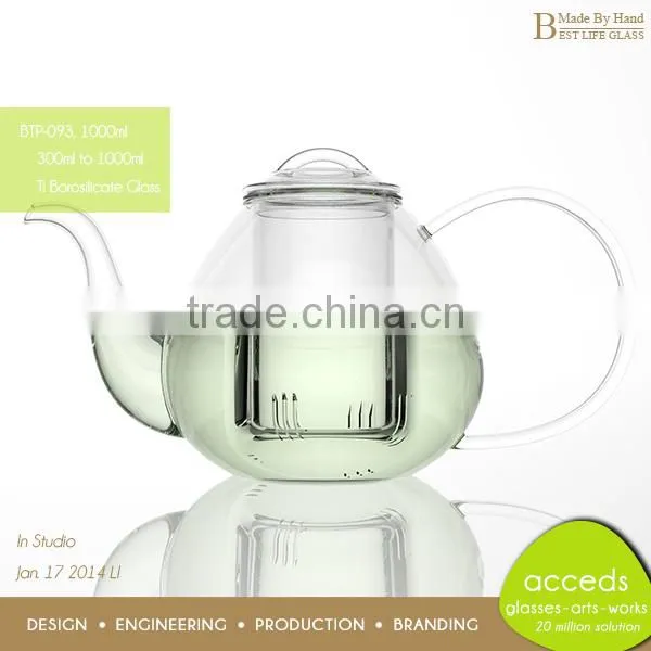 Low MOQ! Newest Design Pyrex Glass Foodgrade Modern Teapot Set