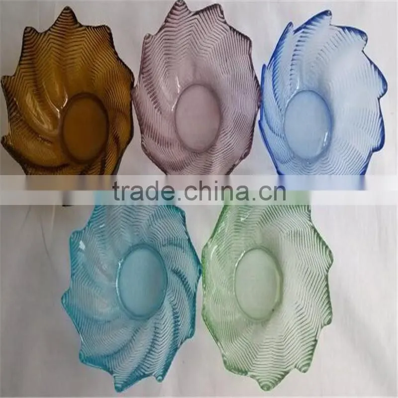 high quality flower theme big glass salad bowl