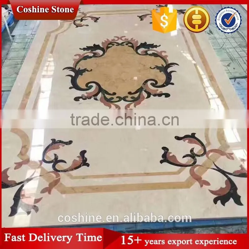 Lobby flower waterjet marble tiles design floor pattern
