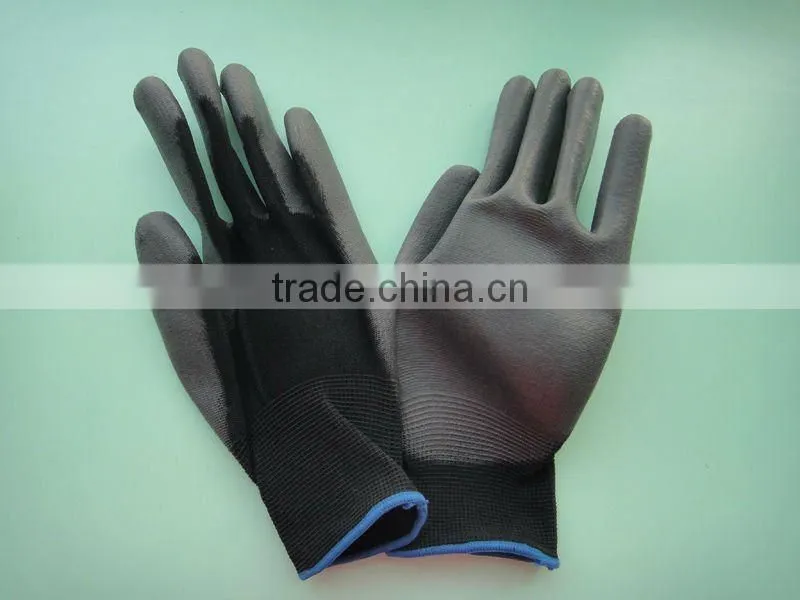 Yellow polyster PU work glove