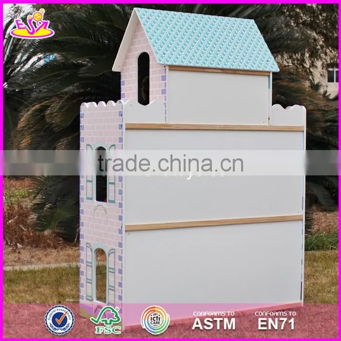 2017 new design lovely pretend play wooden girls dollhouse W06A161