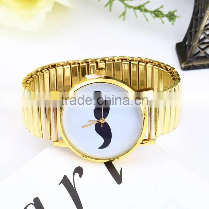 New Mustache Pattern Quartz Bracelet Watch With Metal Band