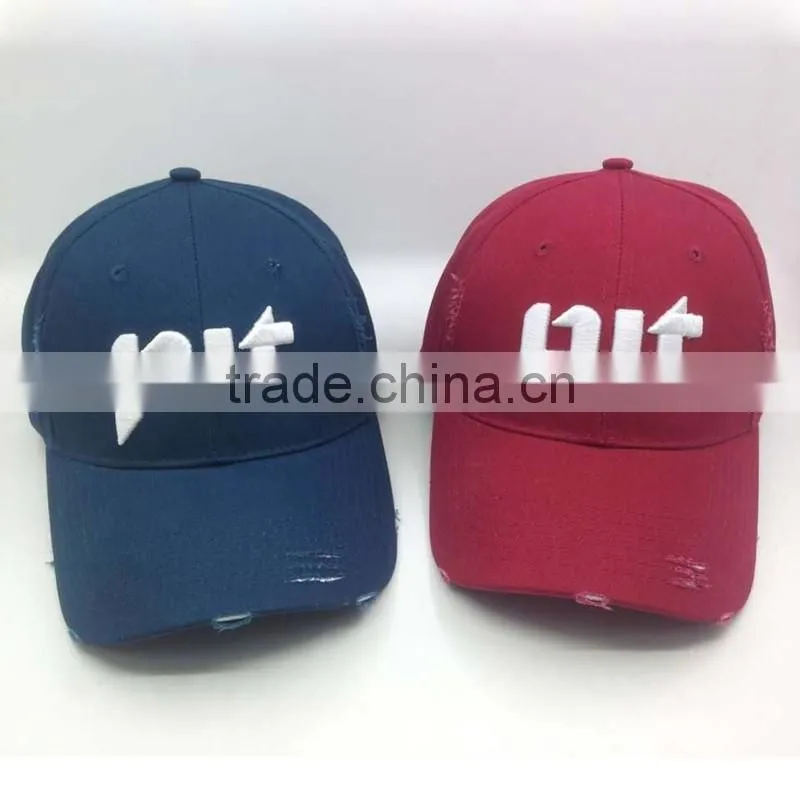 100%Cotton Distressed Baseball Cap Custom Color And Logo