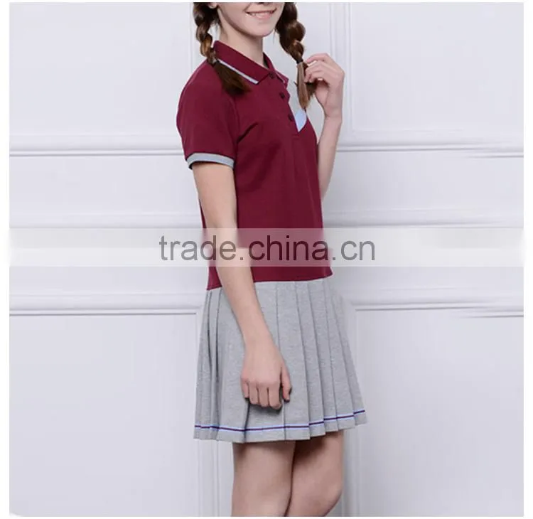 2017 new summer dress pleated skirt school girls stitching wind movement custom student uniform