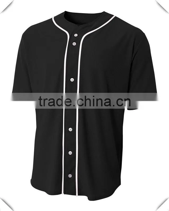 Mens Short Sleeve Full Button Baseball Top Blank Mesh Baseball Jerseys Grey/Black Plain Polyester Dry Fit Baseball Jersey