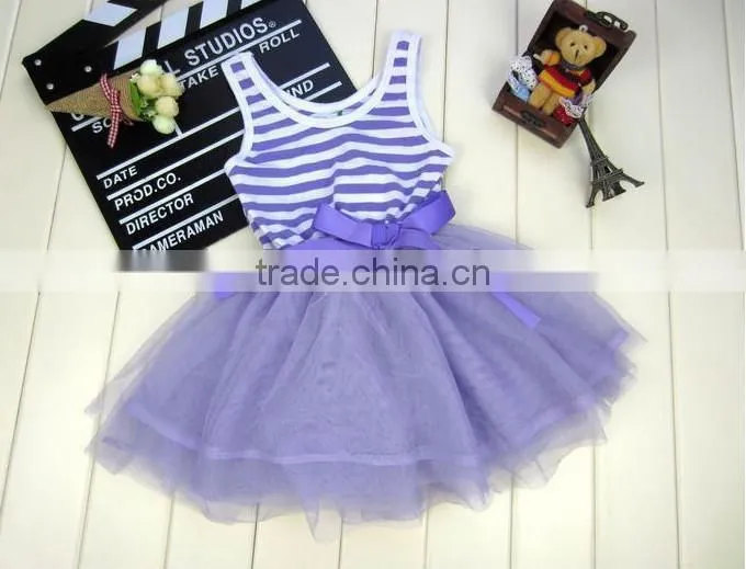 2015 latest stripe high quality soild light blue With rhinestones gauze pettiskirt for Baby Girls