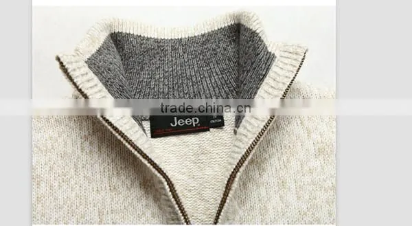 Autumn and Winter Wool Knitting Pattern 1/4 Zipper Fashion Men Pullover