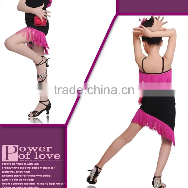 Girls Child Samba Tango Performance Skirt Suit Kids Sexy Camisole Tassel Latin Dance Dress