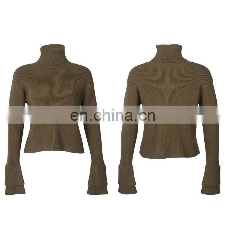 High neck knit wear girl sweater