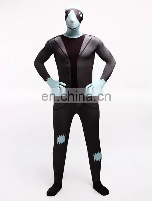 Dark Gray Business Zentai Second Skin Pilot Tuxedo Suit Fancy Dress Costume