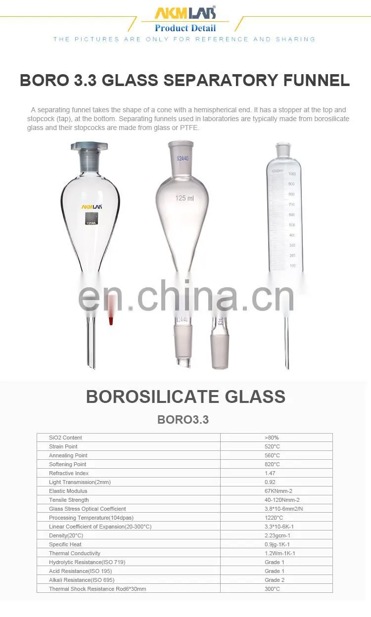 AKM LAB Glass Cylinder Shape Separating Funnel With Graduation