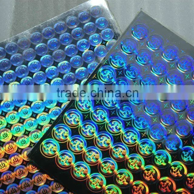 Design of 2 d / 3 d security hologram stickers, one-time use self adhesive hologram label