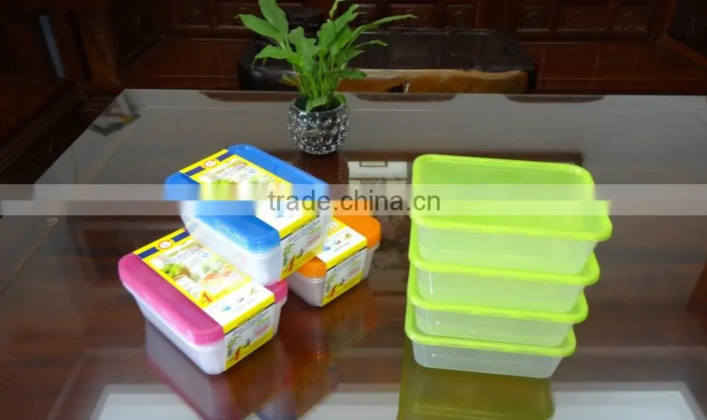 Supermarket set of 4 pcs rectangular plastic food storage container / food storage box 650ml