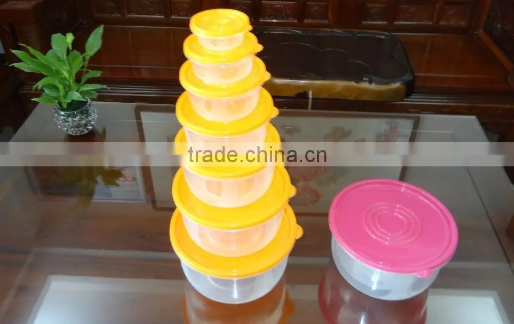 Popular 7 pcs set round plastic food storage container