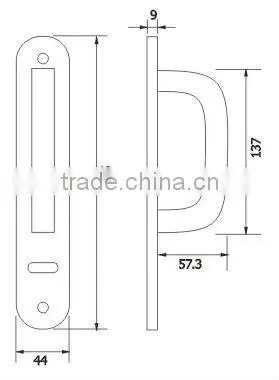 P03LP03-OV:Hollow Stainless Steel Lever Door with Plate