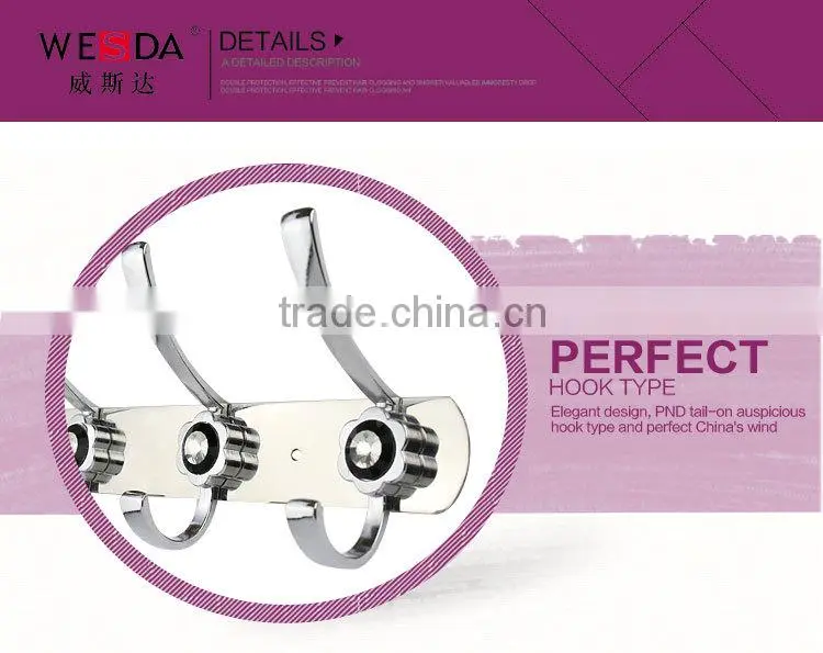 Decorative Stainless Steel Clothes Hook with black diamond(303)