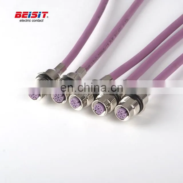 Electrical Cable Connectors 3 4 5 6 8 9 12 pins IP67 Female For Robot M12 Waterproof