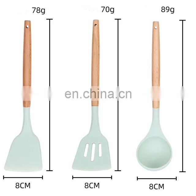 Amazon Best Seller 12 In 1 Set Silicone Cooking Tools Kitchen Utensils Set With Wooden Handle