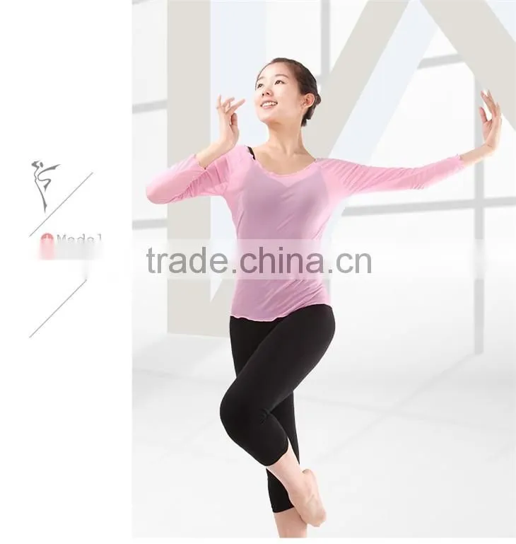 Factory Direct Sale Long Sleeve Stretchy Mesh Adult Dance and Yaga Top