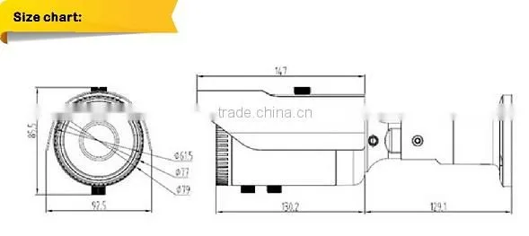 CMOS Camera Module Varifocal 720P Bullet Camera IR Waterproof Night Vision 1.3MP CCTV Camera
