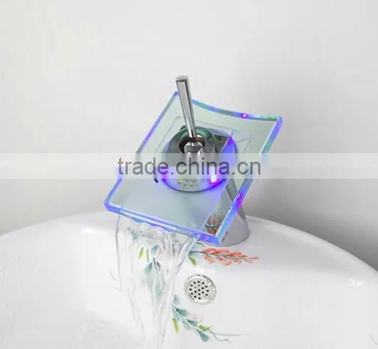 Brass Chrome Waterfall Led Light Basin Mixer Tap
