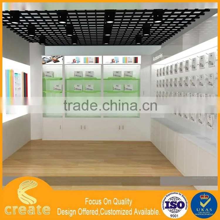 Factory price cell phone accessories kiosk display rack in stores with hooks