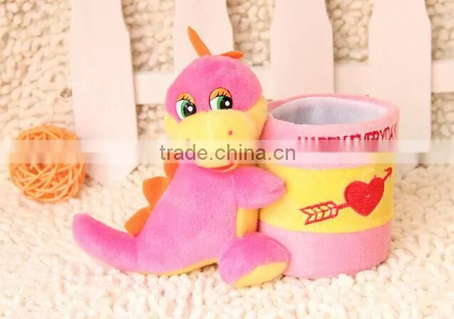 Plush brush pot/plush desk pen container/cute animal pen container