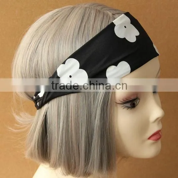 Wide flower Women Lady Stretchy Elastic Sports Running Yoga Headband Hairband Turban
