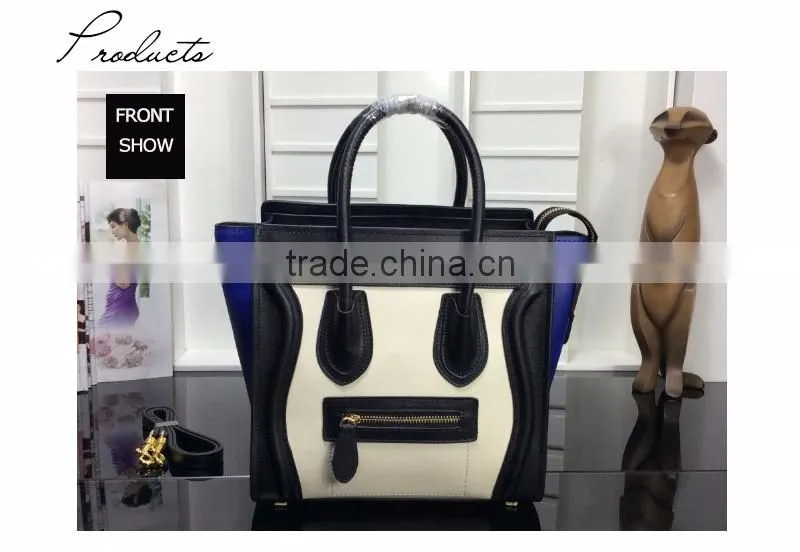 women lady fashion smile face pu leather handbag dropshipping yiwu patchwork handbag