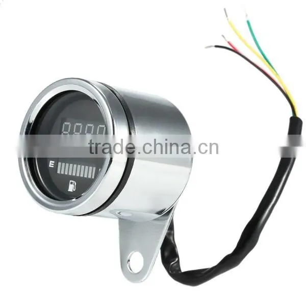 12V Motorcycle Digital 2 in 1 Tachometer RPM Shift Meter Fuel Gauge Meter with Digital LED Indicator
