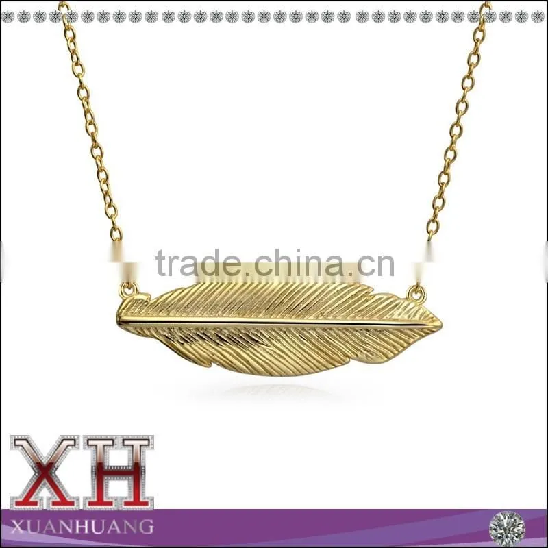 Good Quality 925 Sterling Silver Feather Pendant Necklace