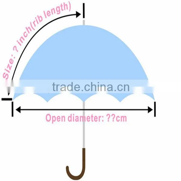 Manual open red color girl umbrella with wooden shaft