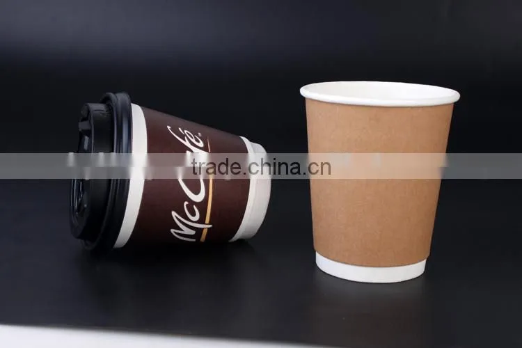 High quality oem logo printed disposable paper coffee cup with lid