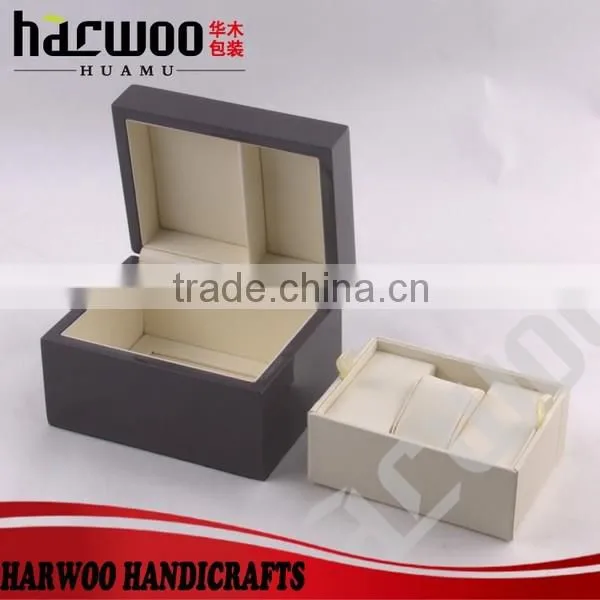 2016 new design hot popular wooden watch box,wooden watch box with small strap,single pine wood watch box