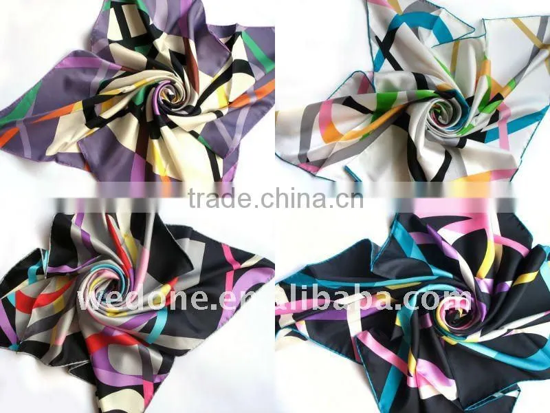 Superior Silk Twill Foulard Square Scarves Colorful