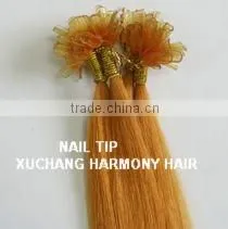 TOP remy HOT selling 1# cheap nail tips hair extension