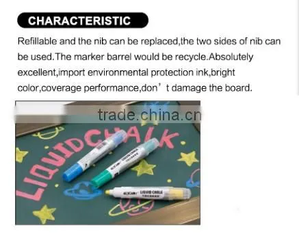 Liquid chalk marker refillable in colorful ink non-toxic