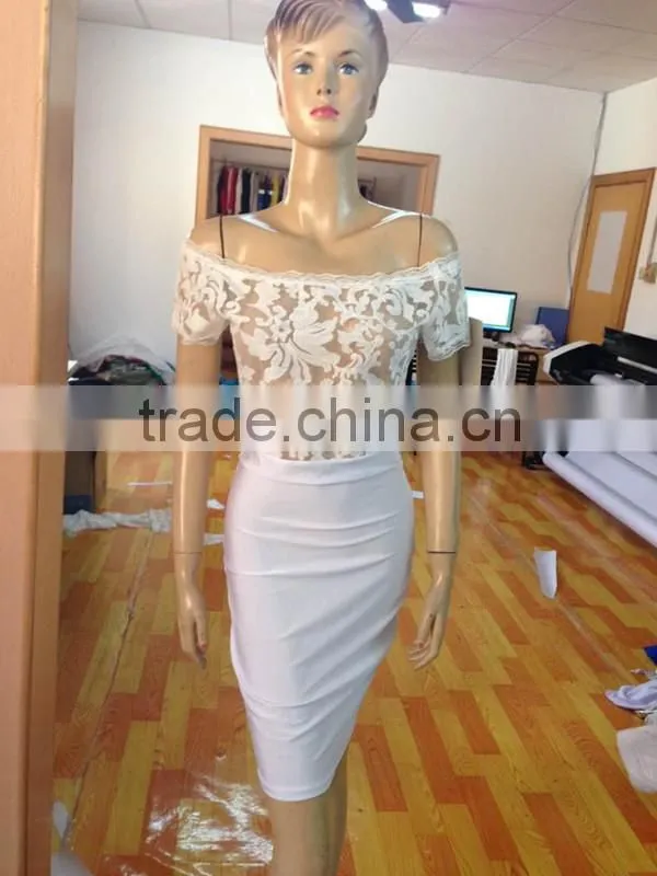 Zipper sexy fashion conjoined suit white lace dress, lady dress, sexy dress