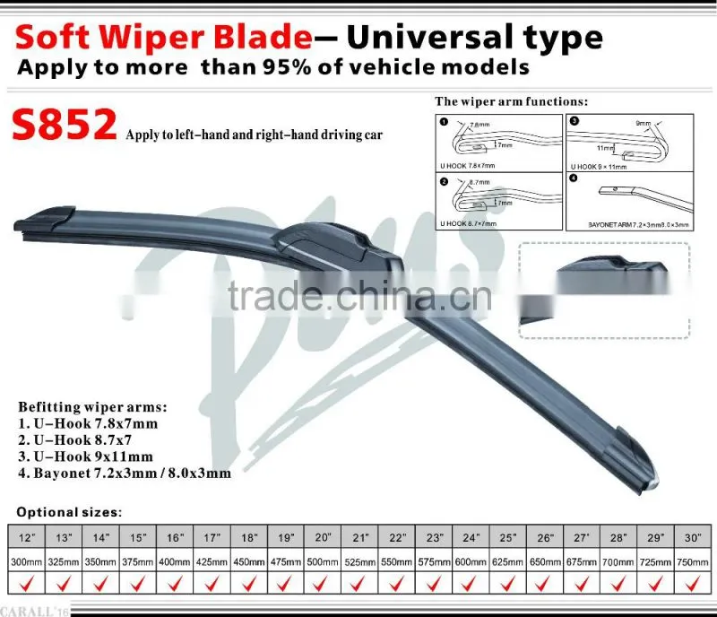 Aerodynamic Design Universal Soft Wiper Blade/Spoiler at Side