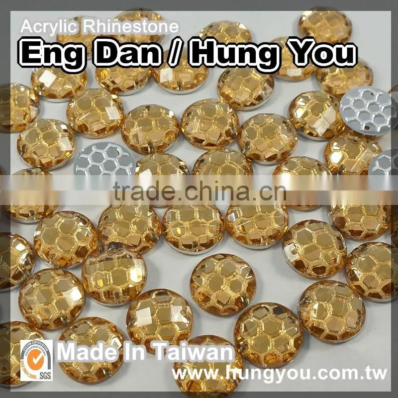 Unique Designs Transparent Flat back Embossed Sew on Acrylic Rhinestone