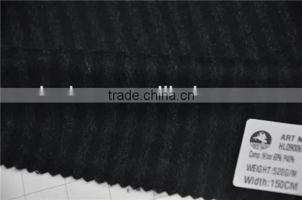 Wholesale high quality wool poly blend stripe woolen fabric for winter coats