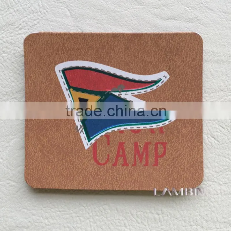 Colorful pattern printed leather tag label patch for baby's clothing