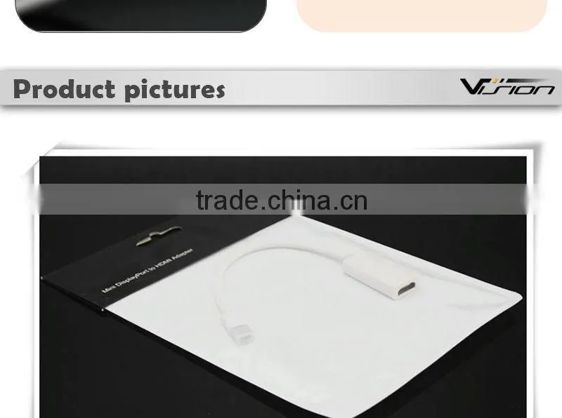23cm white color mini displayport to HDMI adapter cable