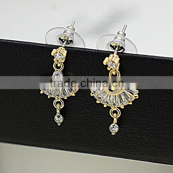 yiwu sector shaped small litter ballet girl earrings
