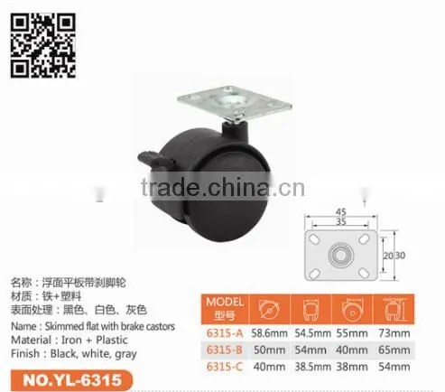 plastic locking mounting plate swivel wheel for suitcase