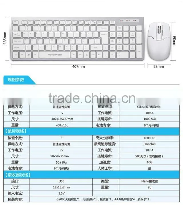 2016 latest popular and stylish keyboard 2.4G wireless keyboard and Mouse Combos